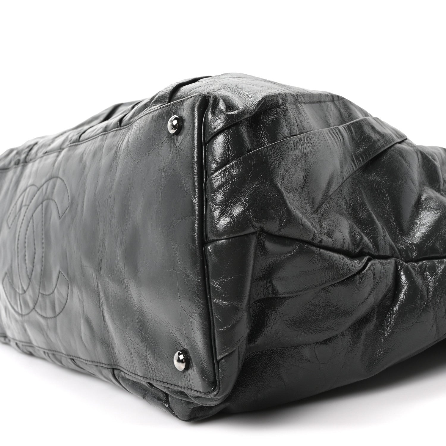 Chanel Glazed Calfskin Twisted Bowling Bag Grey 10 of 10