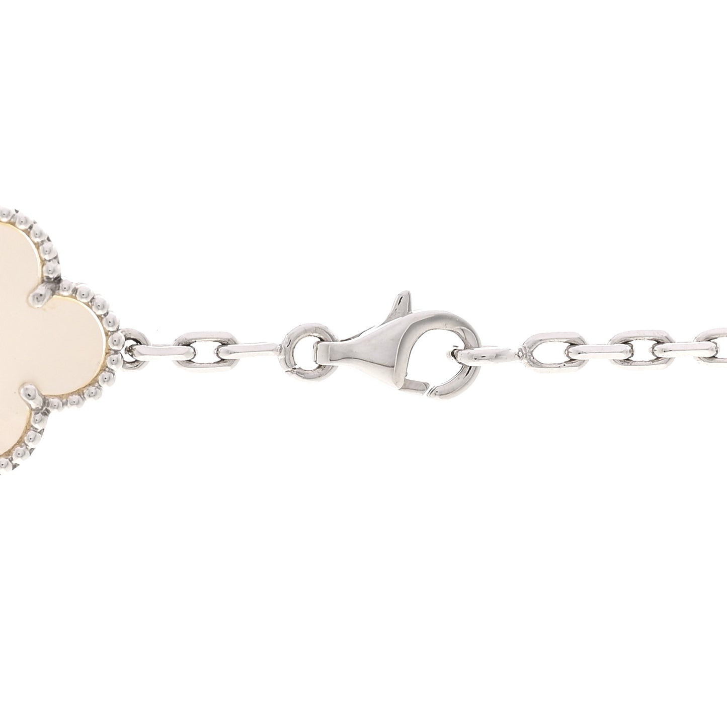 18K White Gold Mother of Pearl 20 Motifs Vintage Alhambra Necklace