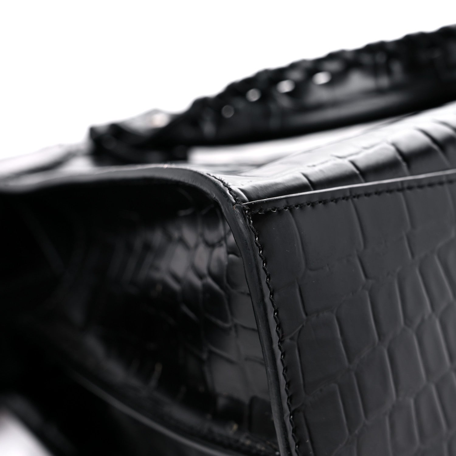 Balenciaga Semi Shiny Calfskin Crocodile Embossed Neo Classic Black Hardware S City Black 9 of 13