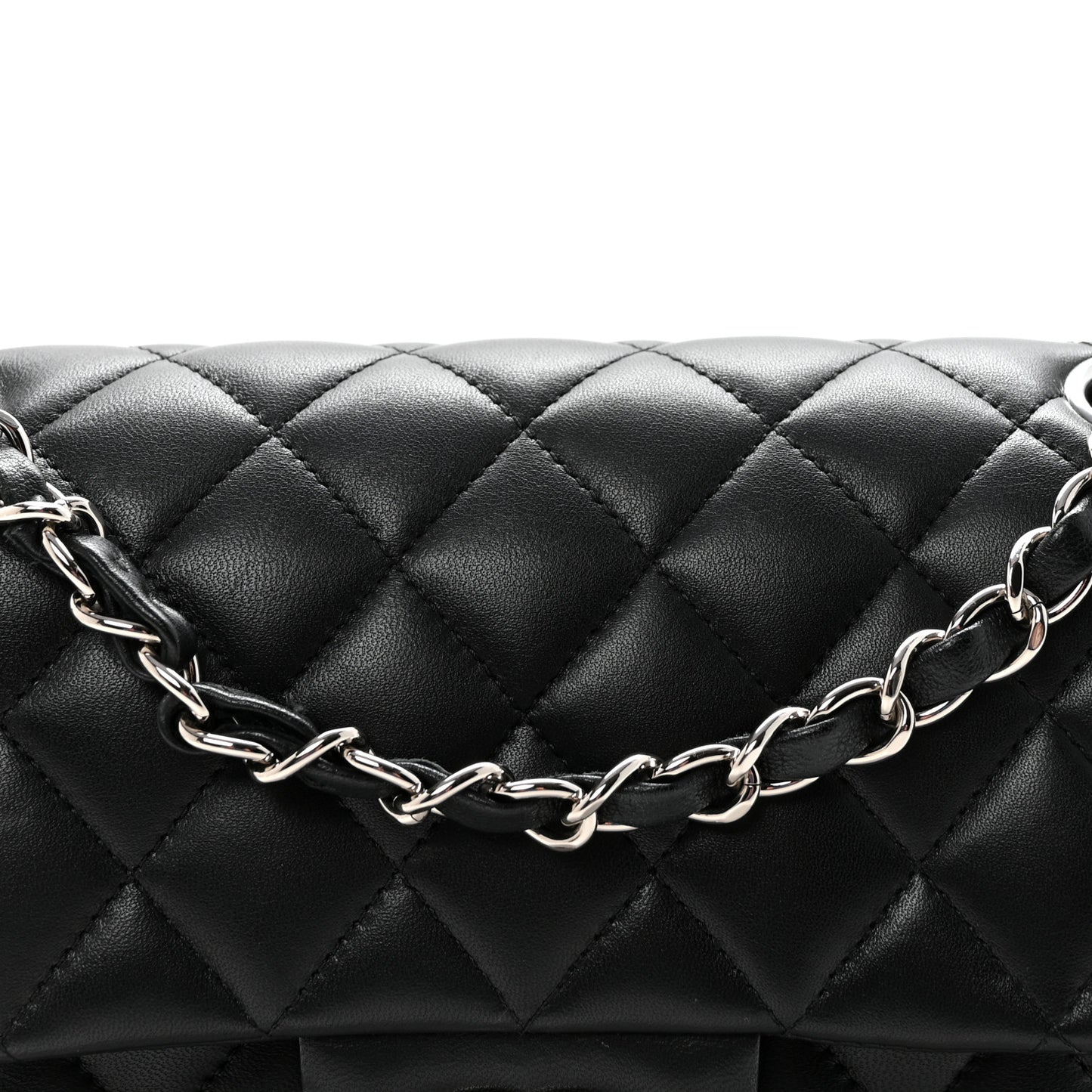 Lambskin Quilted Small Double Flap Black