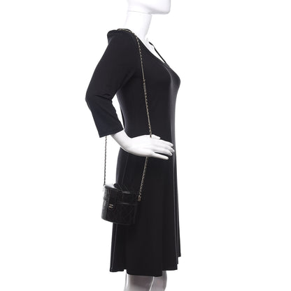 Chanel Patent Quilted Round Clutch With Chain Black 2 of 10