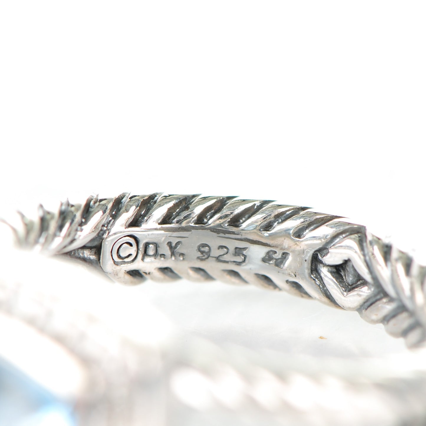 Sterling Silver Diamond Blue Topaz 7mm Petite Albion Ring 52 6
