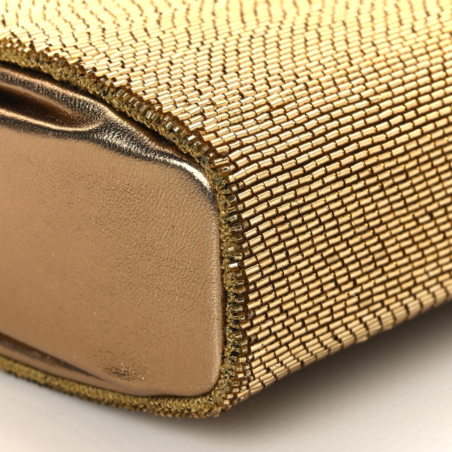 Valentino Garavani Metallic Calfskin Beaded Rockstud Evening Clutch Antique Bronze 8 of 9
