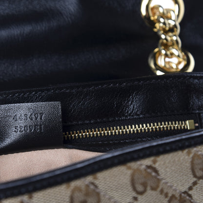 Gucci Monogram Matelasse Diagonal Small GG Marmont Shoulder Bag Beige Black 9 of 10