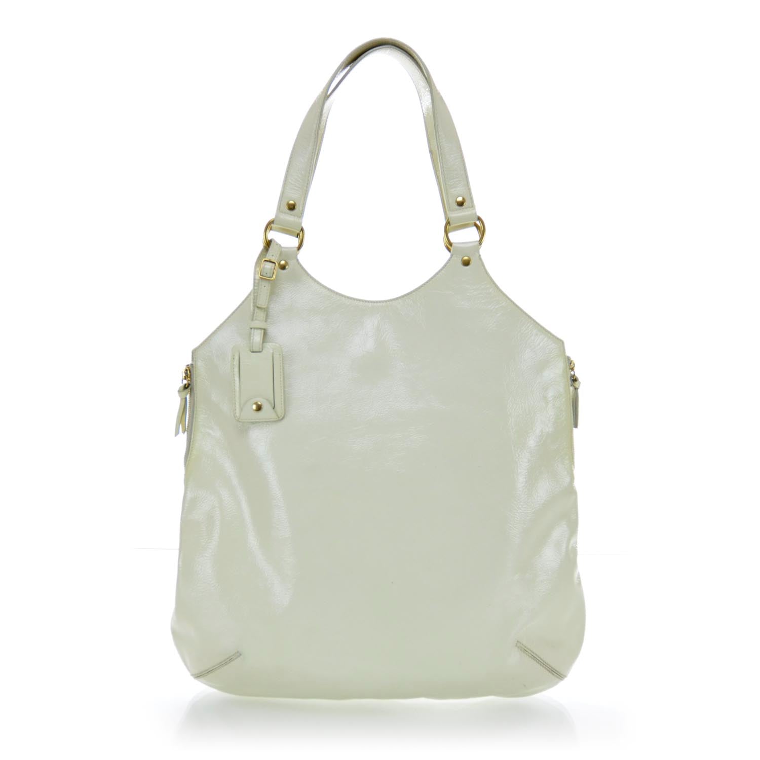 Saint Laurent Patent Tribute Tote Ivory 1 of 14