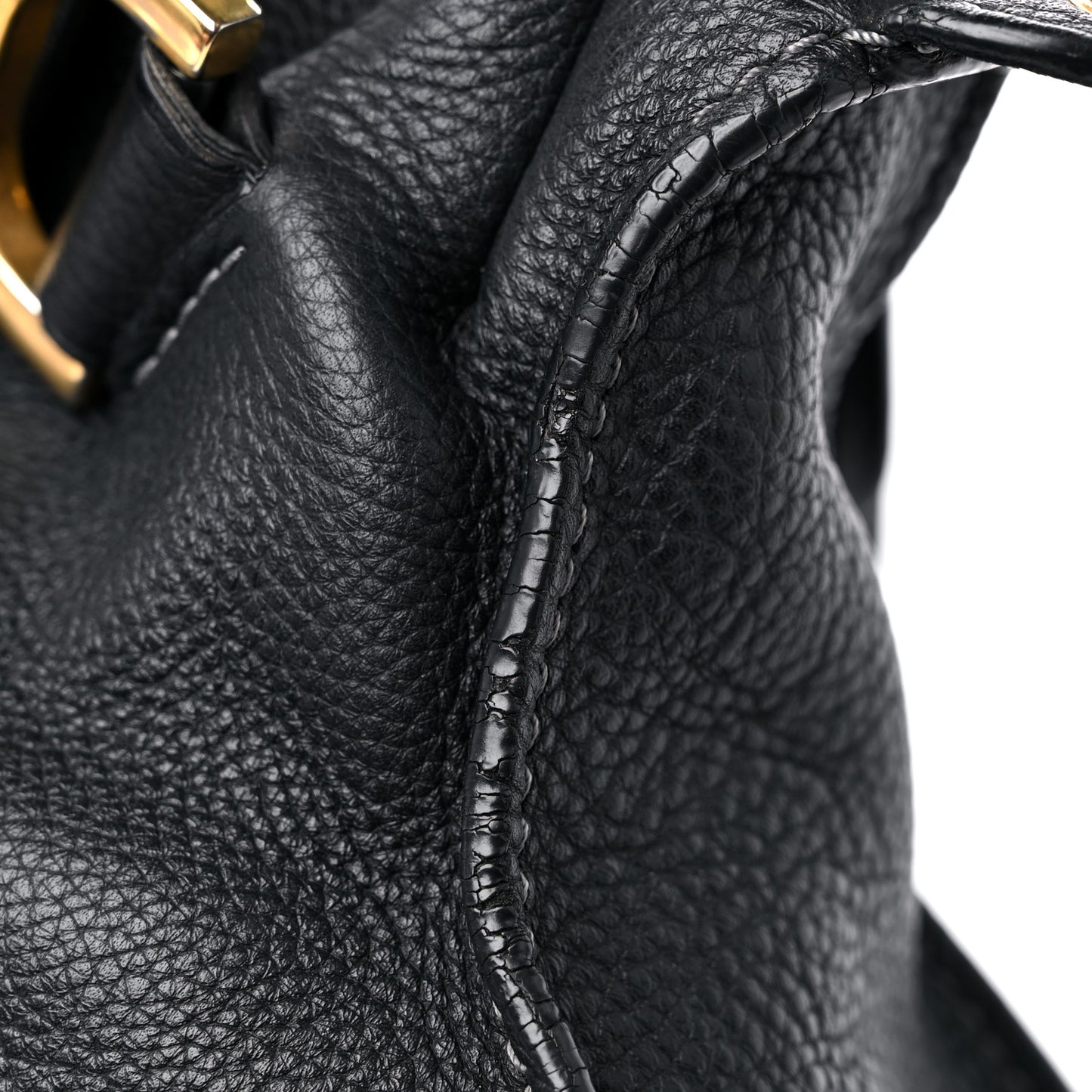 Calfskin Small Marcie Satchel Black