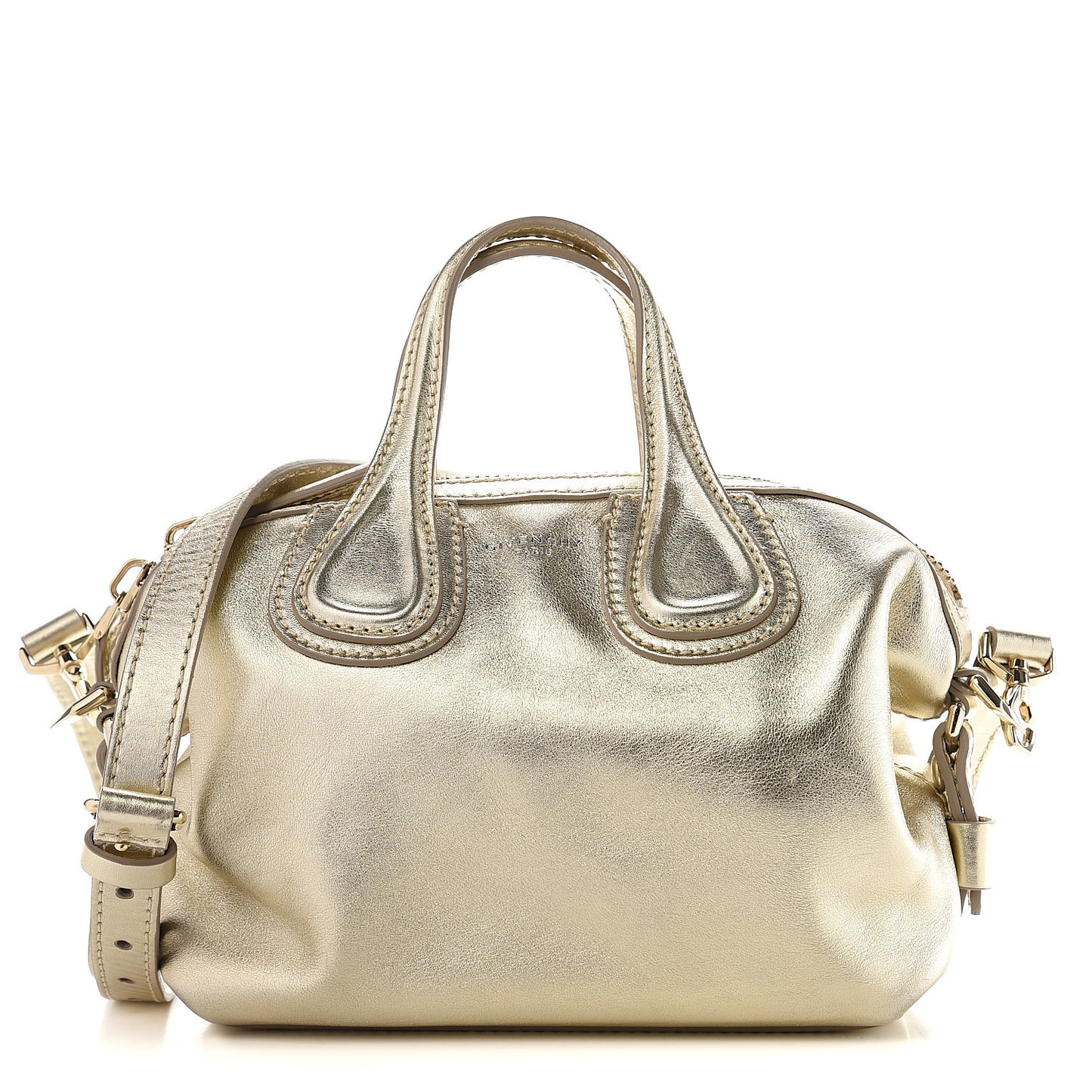 Metallic Calfskin Micro Nightingale Gold