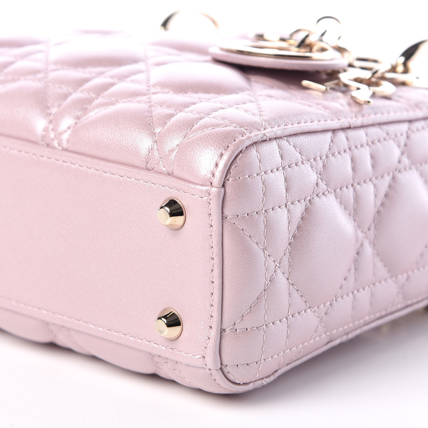 Metallic Lambskin Cannage Mini Lady Dior Lotus