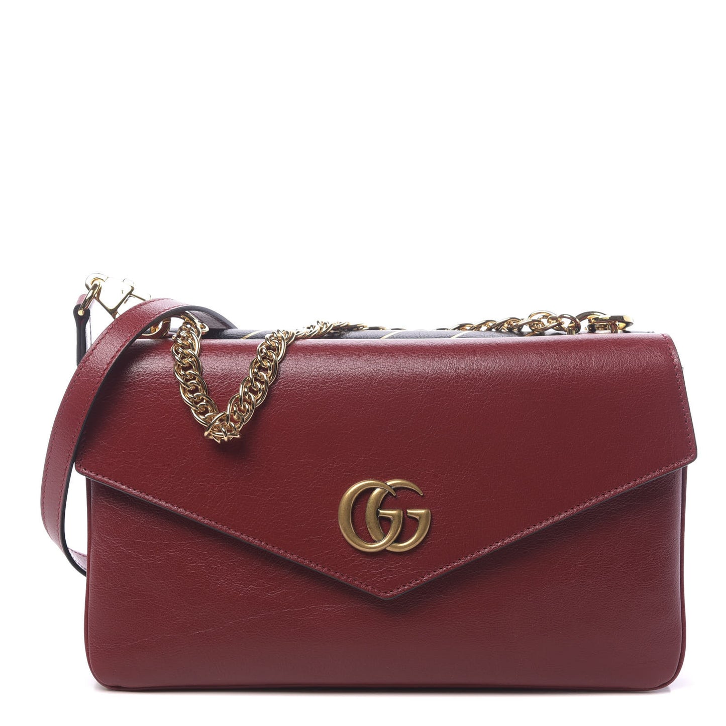 Calfskin Diagonal GG Medium Thiara Double Envelope Shoulder Bag Black Red