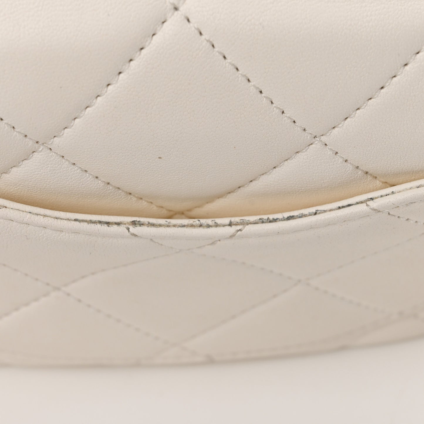 Lambskin Quilted Logo Mini Flap With Handle White