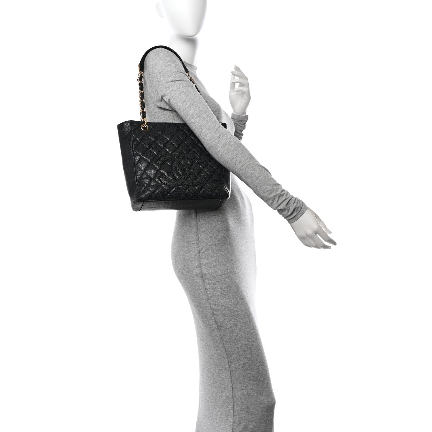 Chanel Caviar Quilted Petit Shopping Tote PST Black 2 of 13