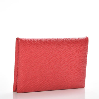 Hermes Epsom Calvi Card Case Rouge Casaque 3 of 7