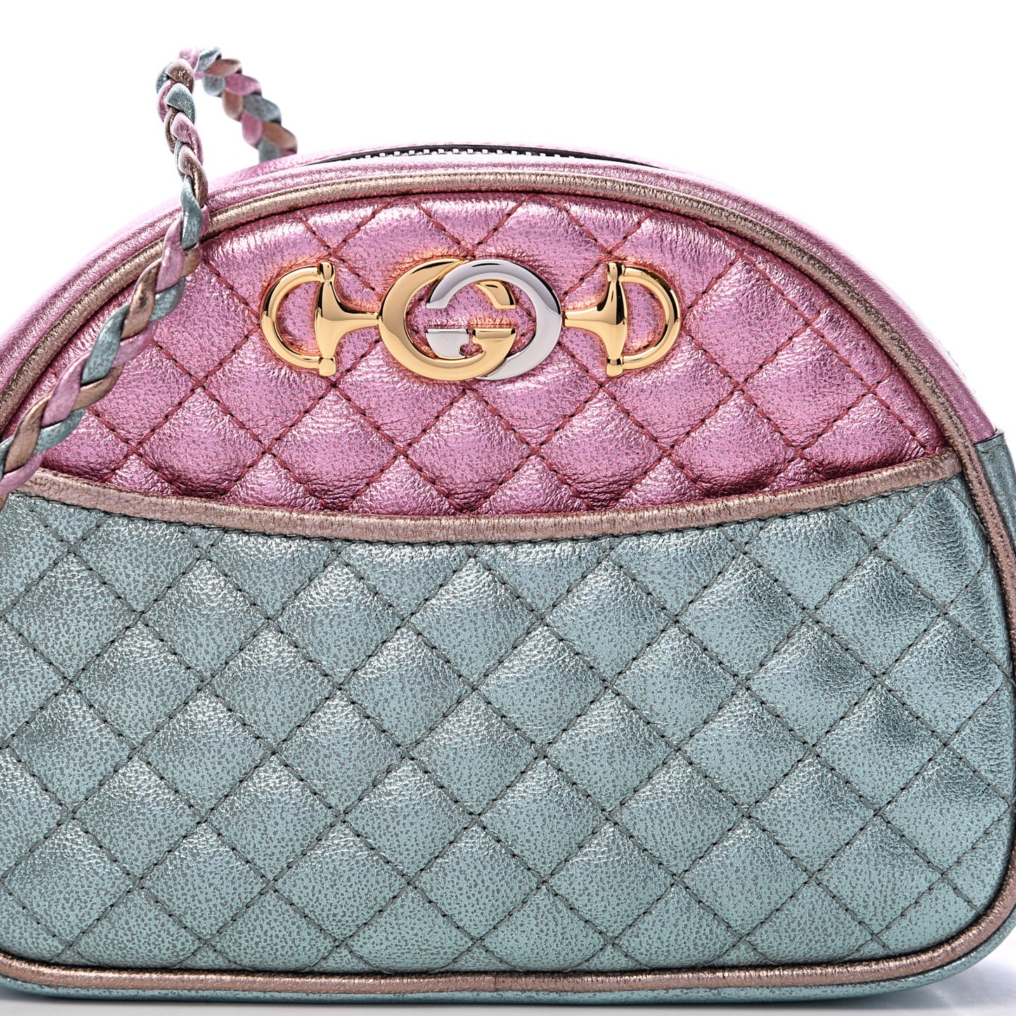 Laminated Nappa Trapuntata Mini Zumi Dome Shoulder Bag Rosa Lago Rame