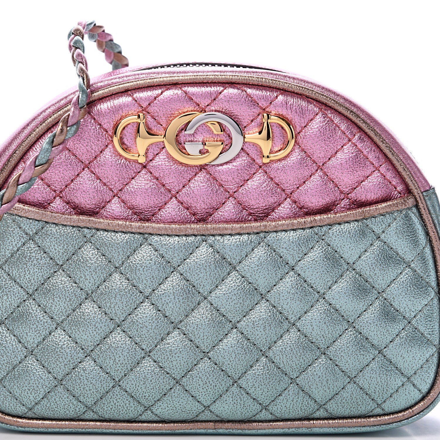 Gucci Laminated Nappa Trapuntata Mini Zumi Dome Shoulder Bag Rosa Lago Rame 7 of 10