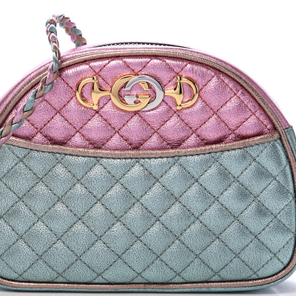 Gucci Laminated Nappa Trapuntata Mini Zumi Dome Shoulder Bag Rosa Lago Rame 7 of 10