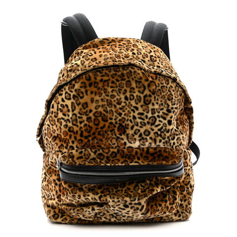 Velvet Printed Leopard Classic Hunting Backpack Brown