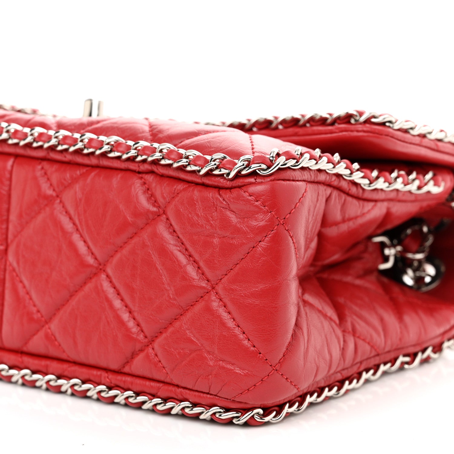 Chanel Crumpled Calfskin Medium Chain All Over Flap Red 10 of 10