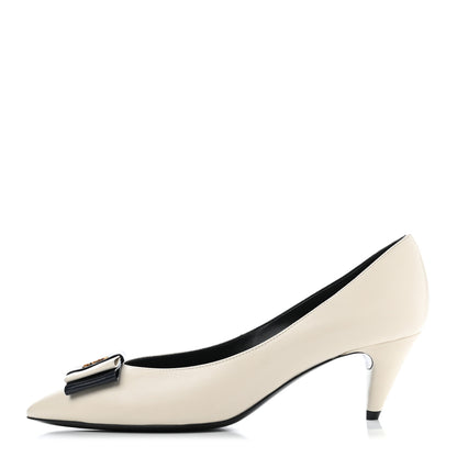 Saint Laurent Calfskin Bow Anais Pumps 36.5 White 1 of 10