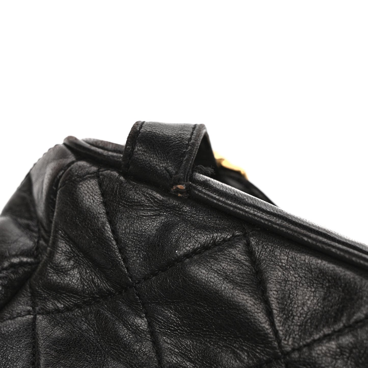 Lambskin Quilted Drawstring Backpack Black