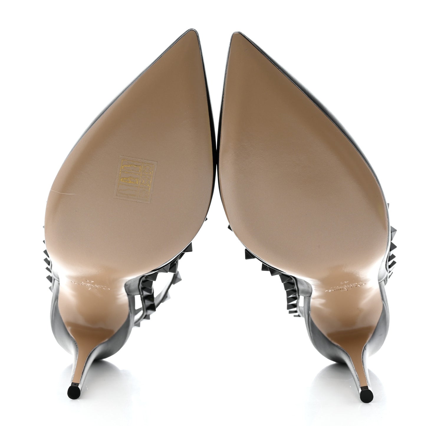 Calfskin Lacquered Monochrome Rockstud Ankle Strap 100mm Pumps 41 Black