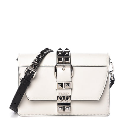 Prada Saffiano City Calfskin Studded Small Elektra Shoulder Bag White 1 of 8