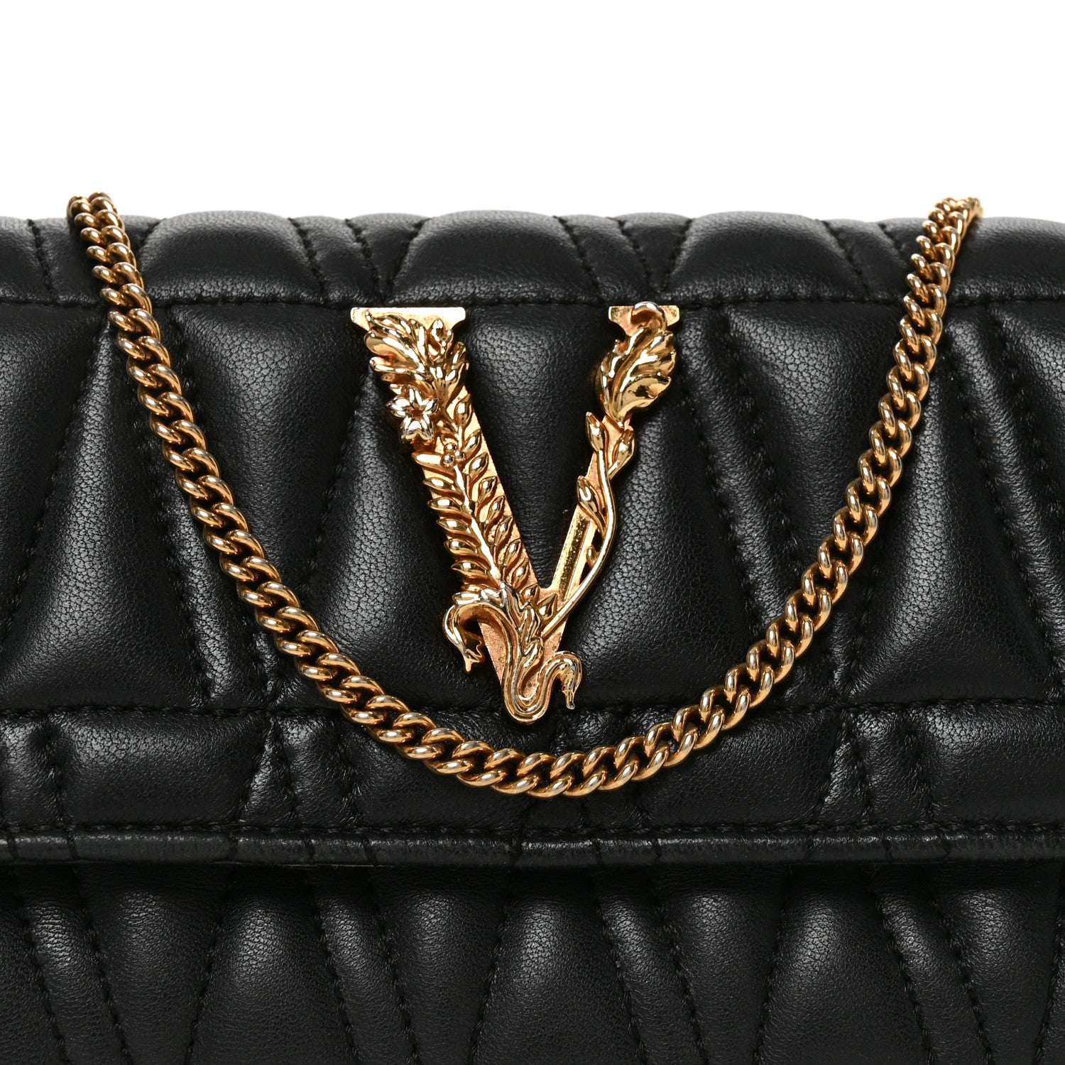 Versace Nappa Quilted Virtus Evening Bag Black 7 of 9