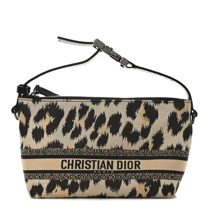 Christian Dior Canvas Mizza Embroidered Medium Leopard DiorTravel Nomad Pouch Beige 1 of 8