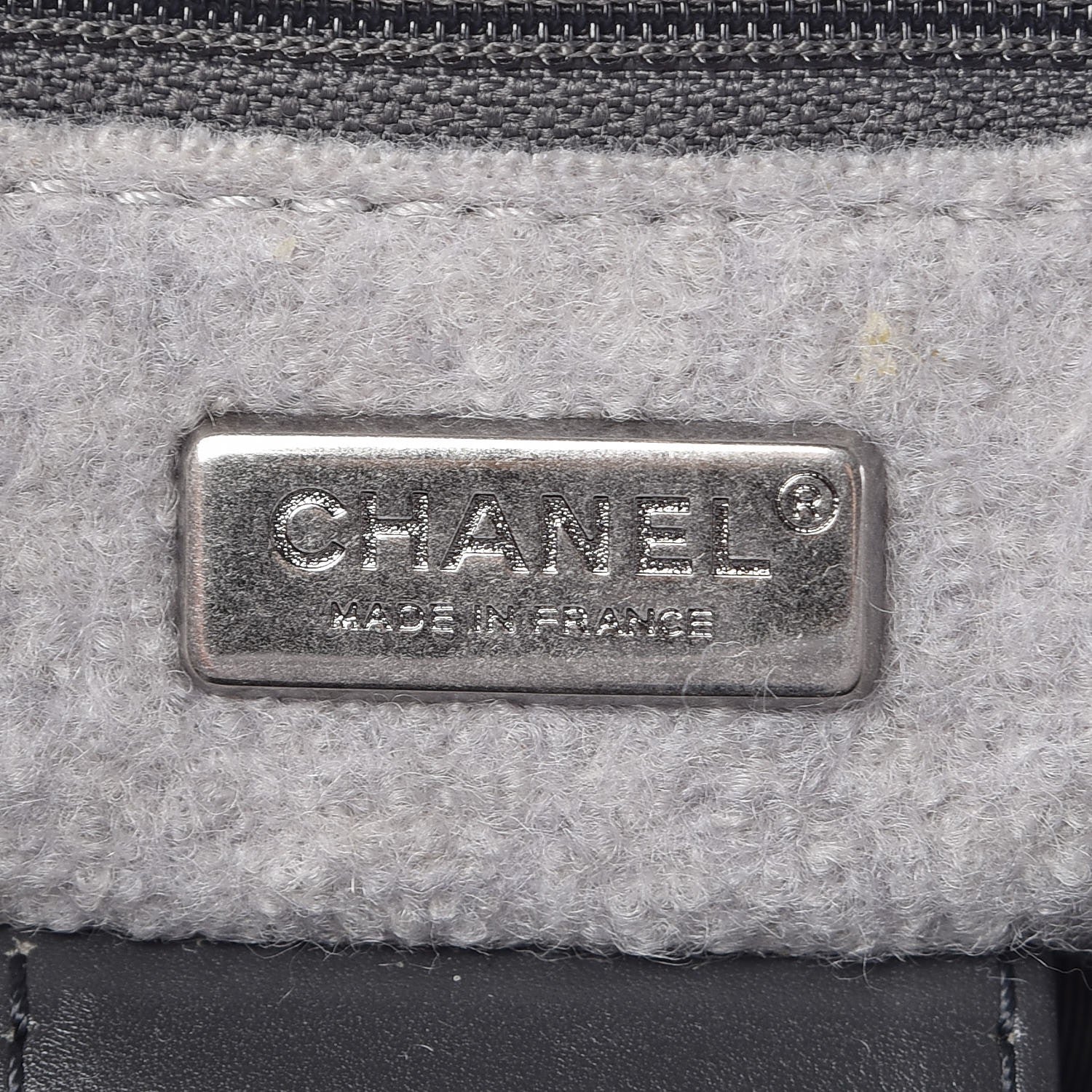 Chanel Felt Embroidered Small Crest Austrian Satchel Light Grey 6 of 11