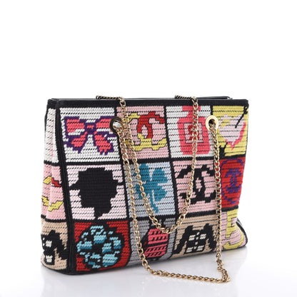 Chanel Needlepoint Precious Symbols Shoulder Bag Black 3 of 12