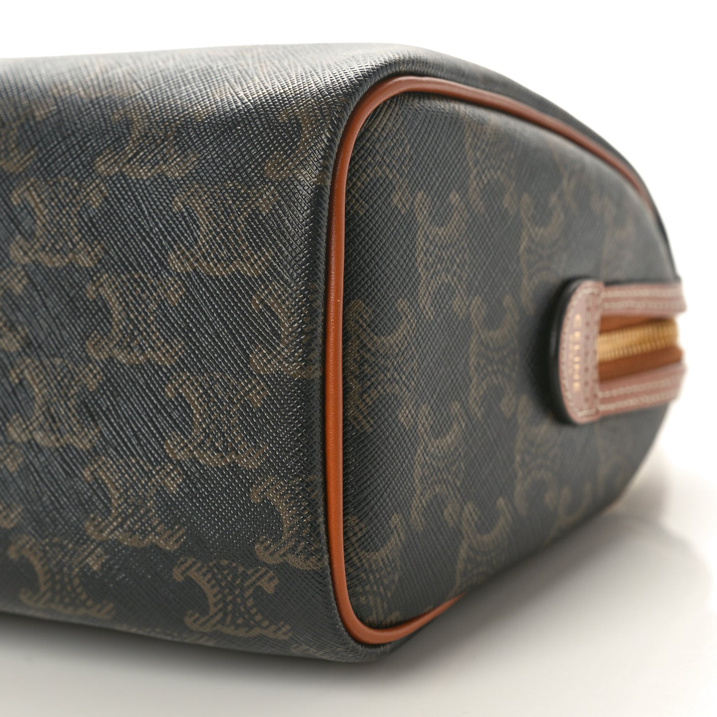 Triomphe Canvas Calfskin Small Boston Bag Tan