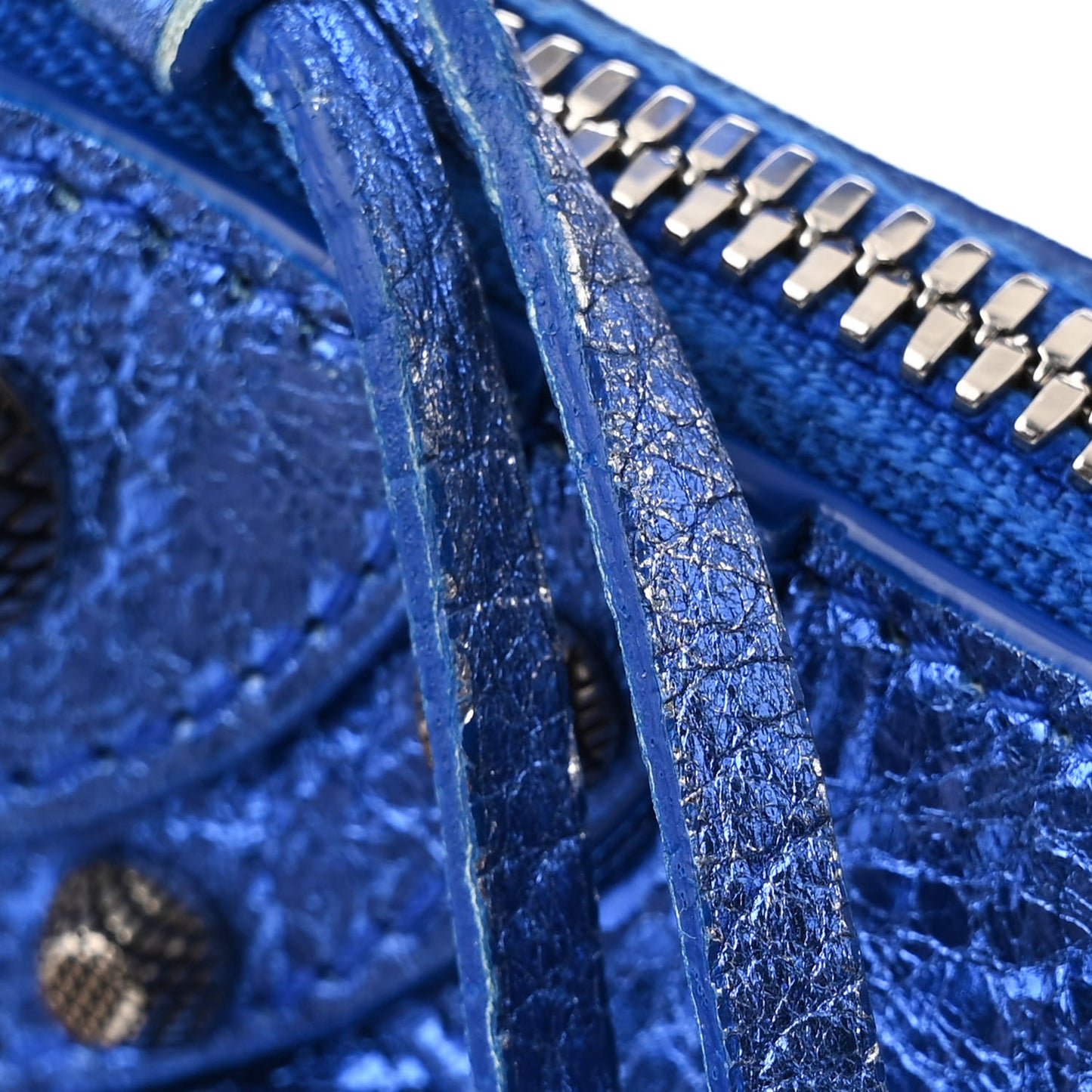 Metallic Arena Agneau Le Cagole Shoulder Bag XS Blue