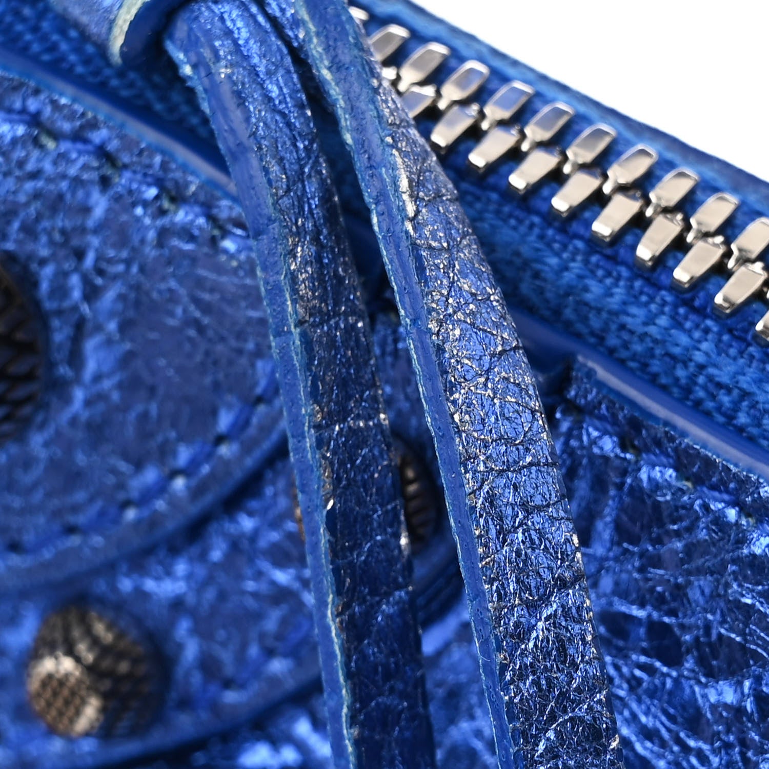 Balenciaga Metallic Arena Agneau Le Cagole Shoulder Bag XS Blue 13 of 14