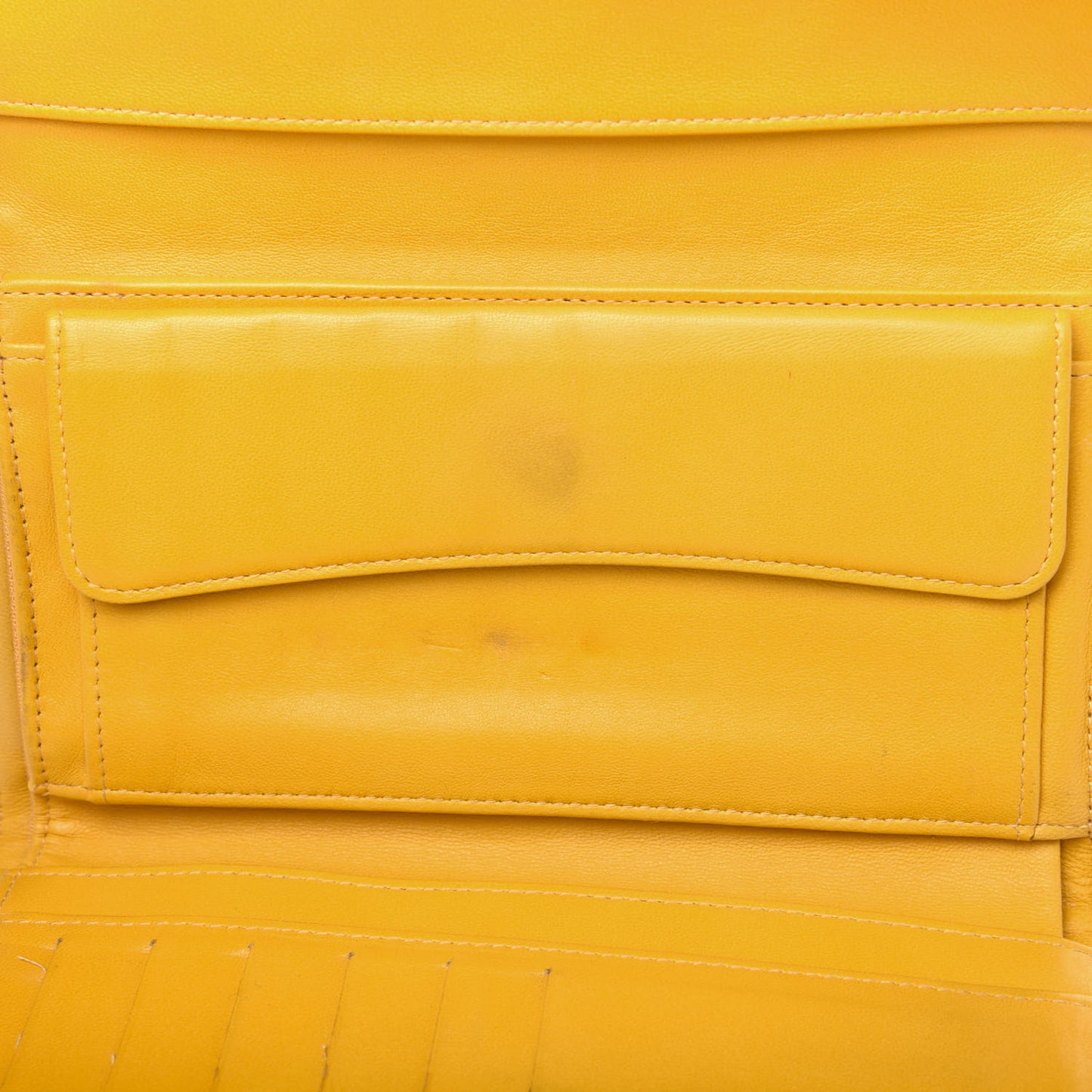 Lambskin Quilted Large Flap Wallet Yellow