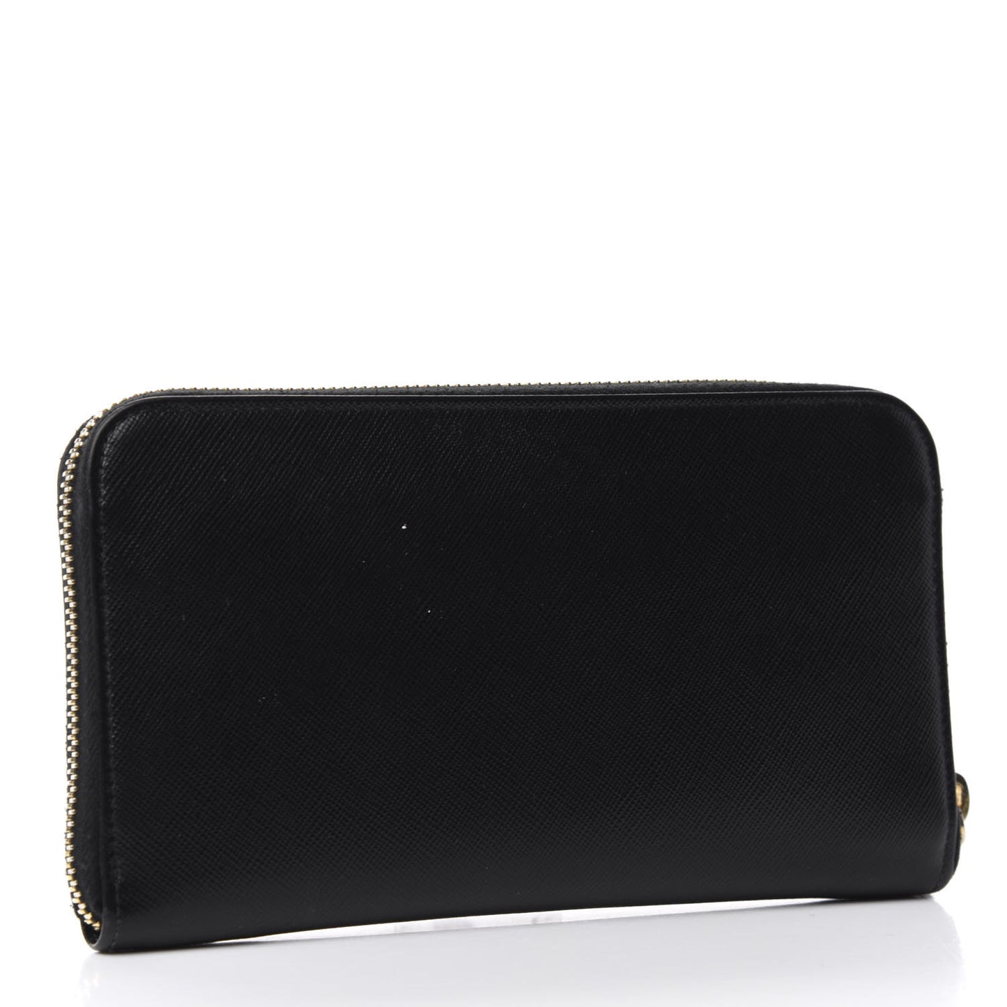 Saffiano Triangle Zip Around Wallet Black