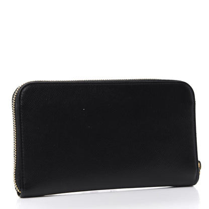 Prada Saffiano Triangle Zip Around Wallet Black 3 of 7
