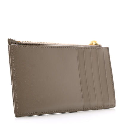 Saint Laurent Calfskin Matelasse Chevron Monogram Fragments Zippered Card Case Greyish Brown 3 of 8
