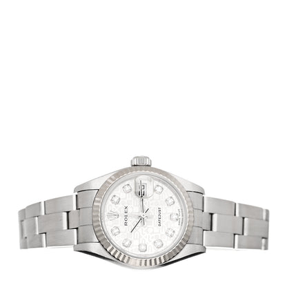 Rolex Stainless Steel 18K White Gold Diamond 26mm Oyster Perpetual Datejust Watch Silver Jubilee 79174 2 of 5