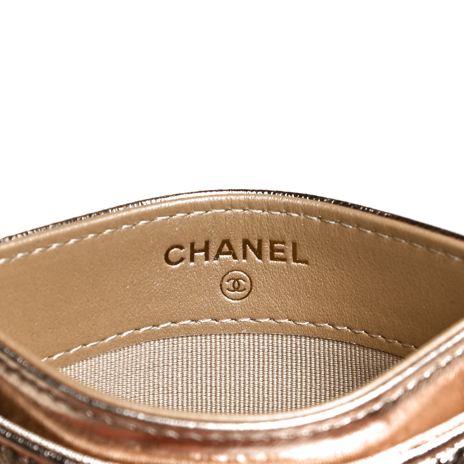 Chanel Metallic Lambskin Quilted Chanel 19 Card Holder Gold 6 of 9