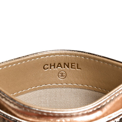 Chanel Metallic Lambskin Quilted Chanel 19 Card Holder Gold 6 of 9