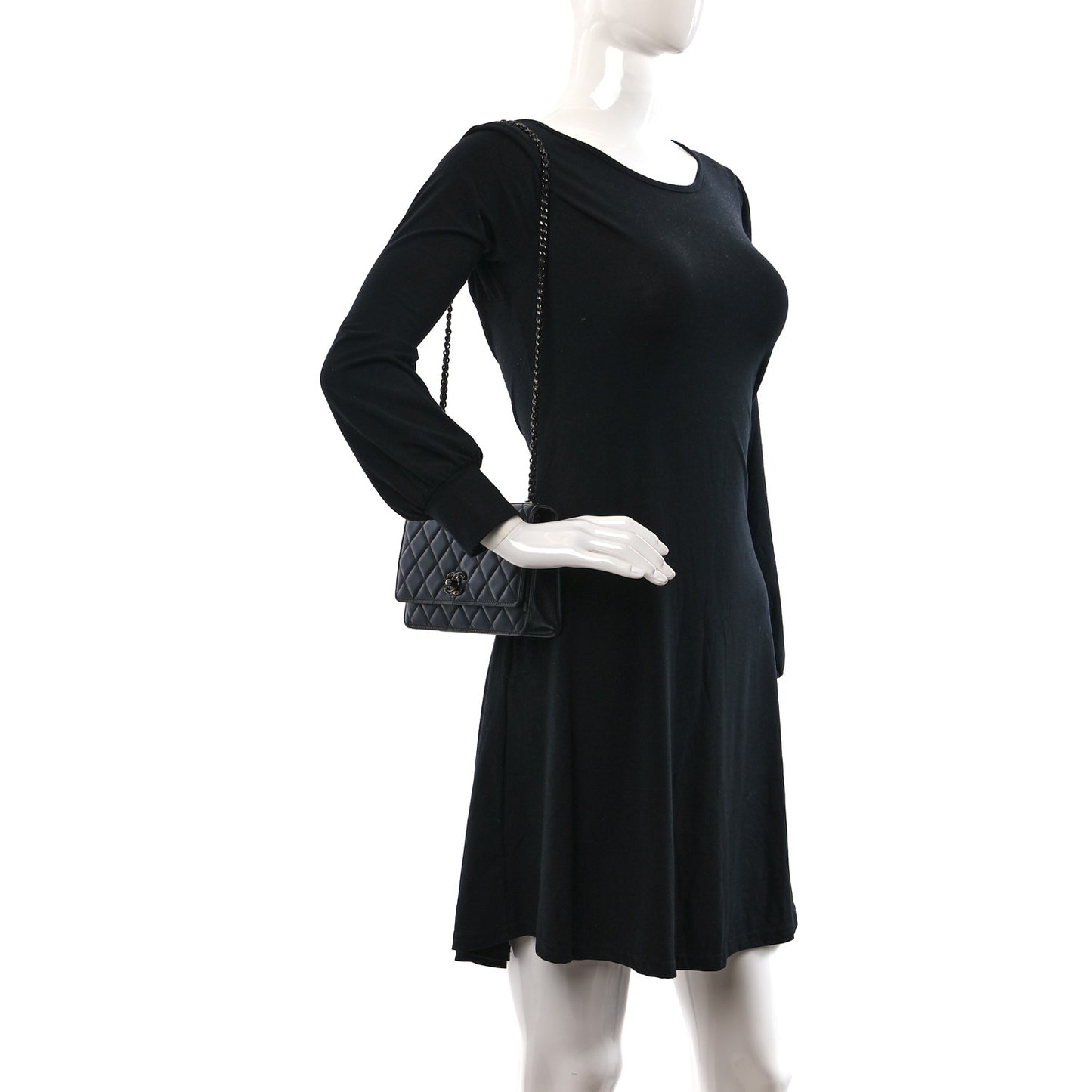 Lambskin Quilted Trendy CC Wallet On Chain WOC So Black