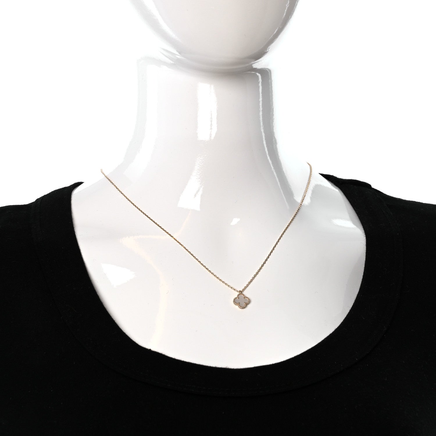 Van Cleef & Arpels 18K Yellow Gold Mother of Pearl Sweet Alhambra Pendant Necklace 3 of 6