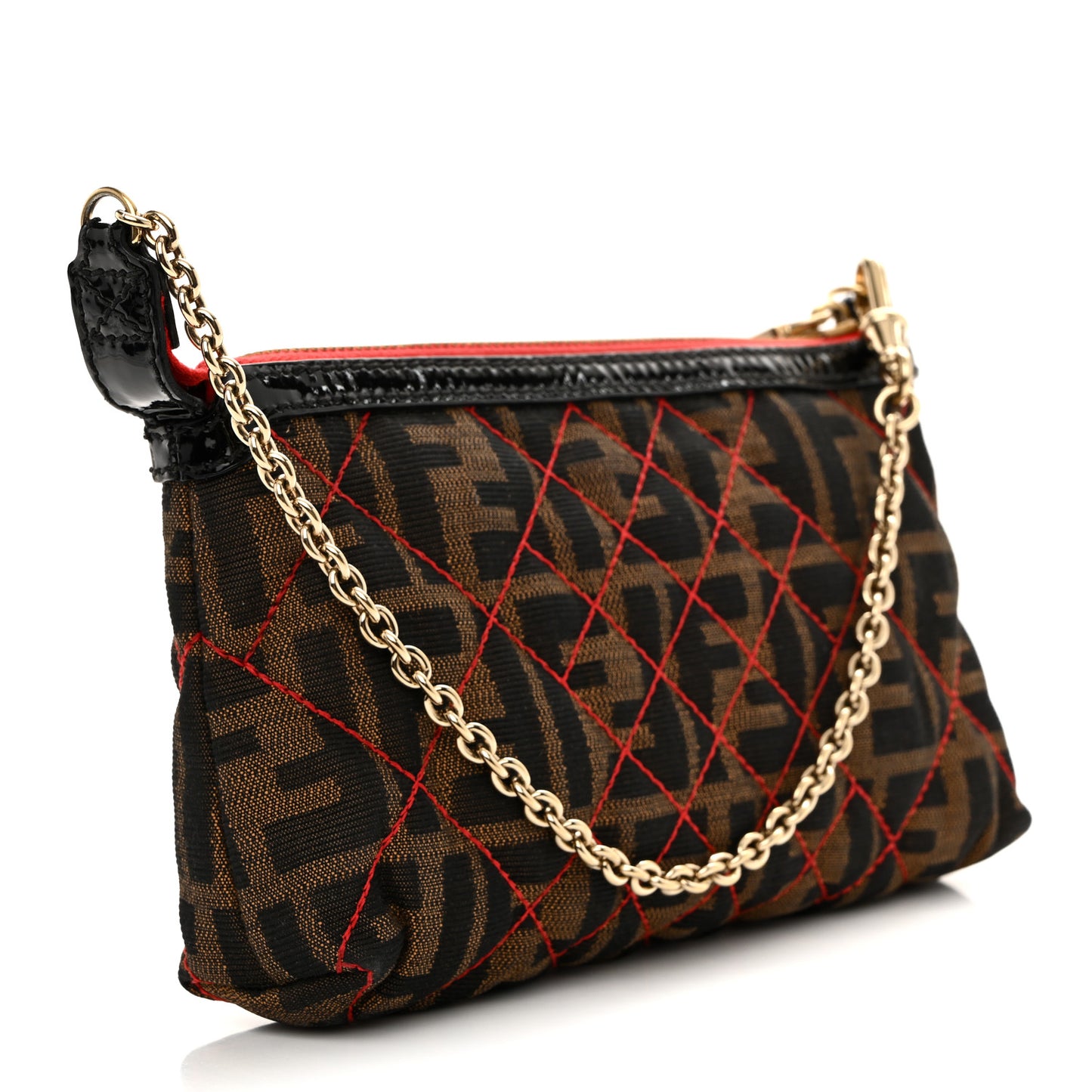 Zucca Quilted Pochette Tobacco Red