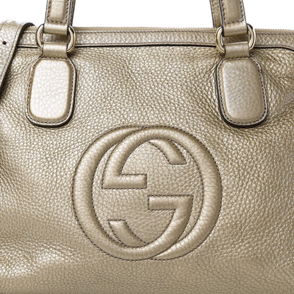 Gucci Metallic Cellarius Calfskin Small Soho Top Handle Satchel Golden Beige 10 of 10