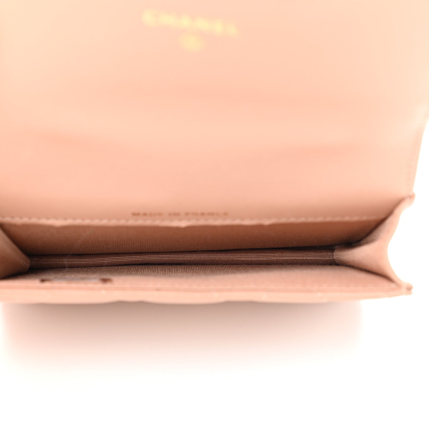 Lambskin Quilted Top Handle Flap Coin Purse With Chain Beige