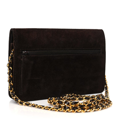 Chanel Suede Timeless CC Wallet on Chain WOC Brown 3 of 12