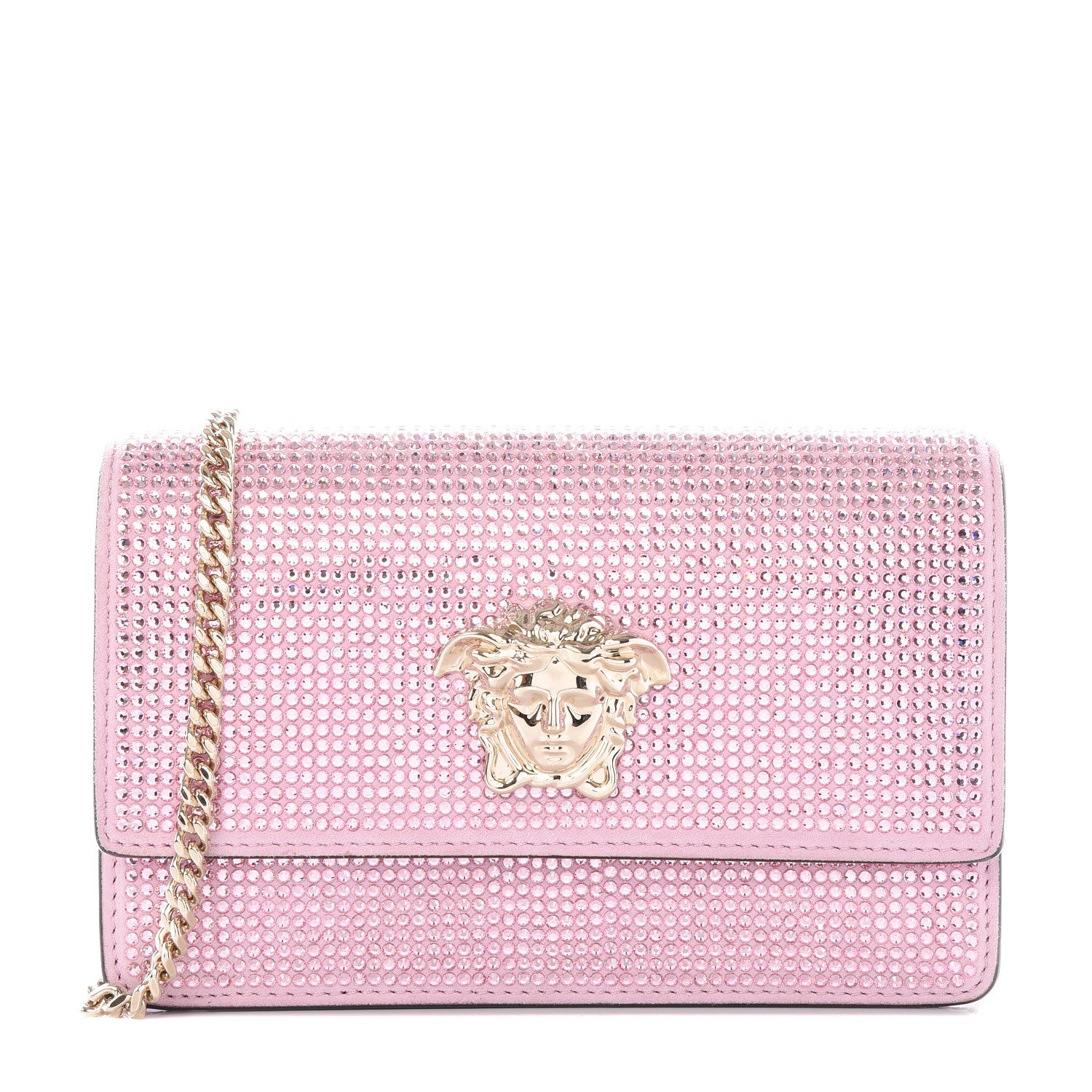 Versace Vitello Crystal Palazzo Evening Bag Pink 1 of 9