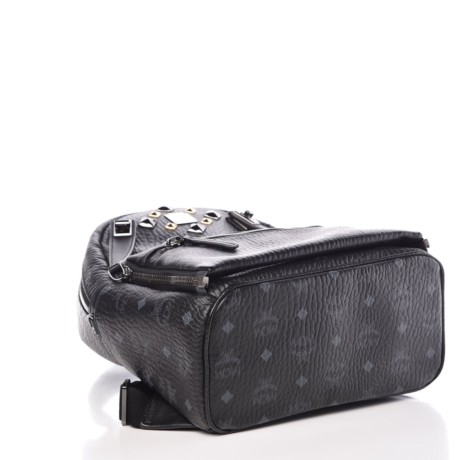 MCM Visetos Studded Small Dual Stark Backpack Black 6 of 12