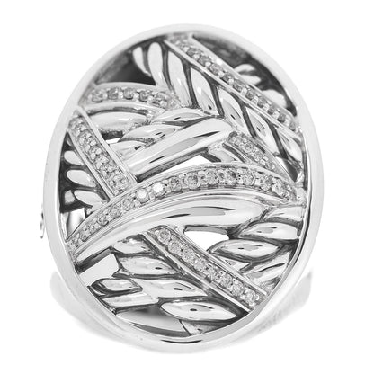 David Yurman Sterling Silver Diamond Papyrus Ring 55 7.25 1 of 5