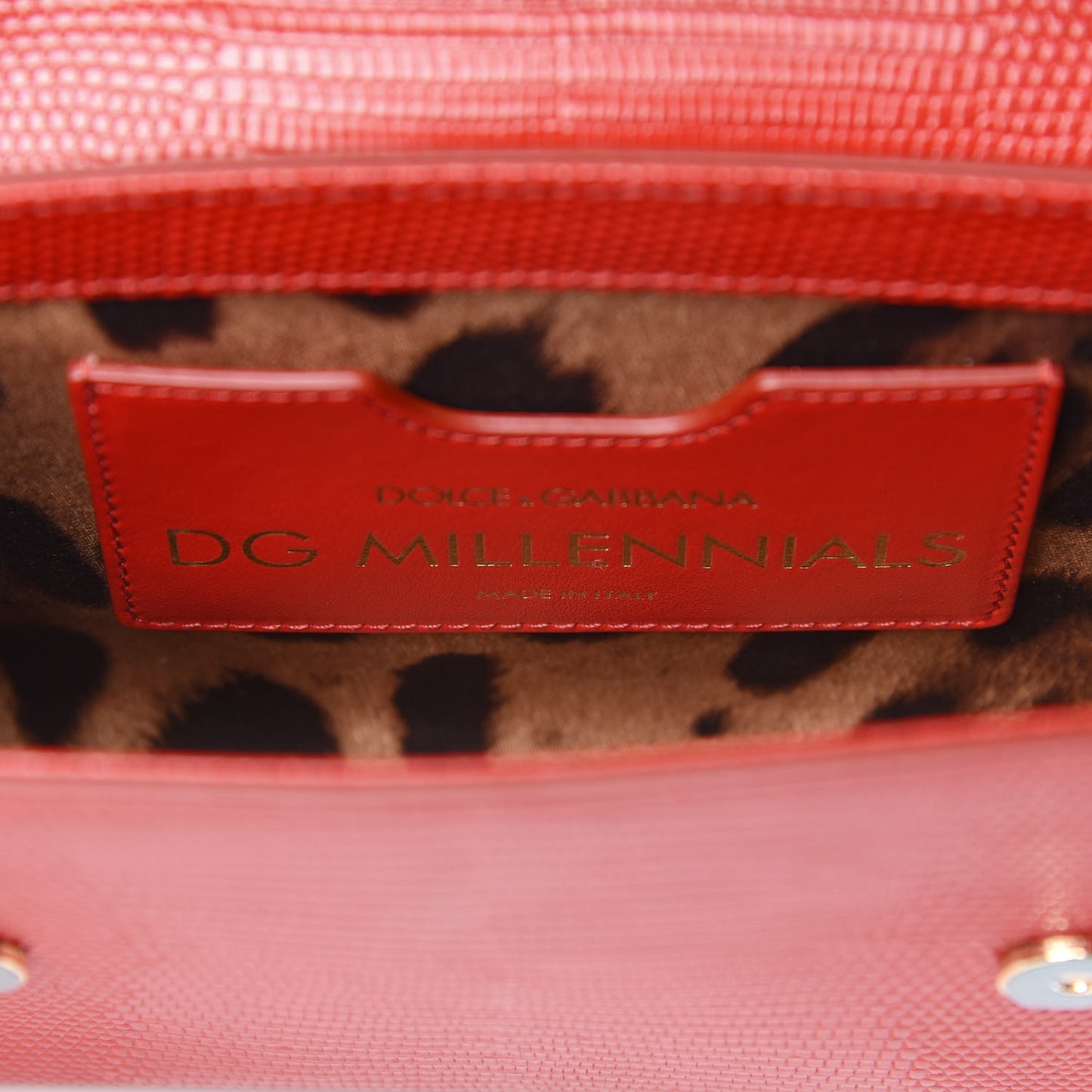 Stampa Iguana Calfskin Crystal Mini Milennials Shoulder Bag Rosso