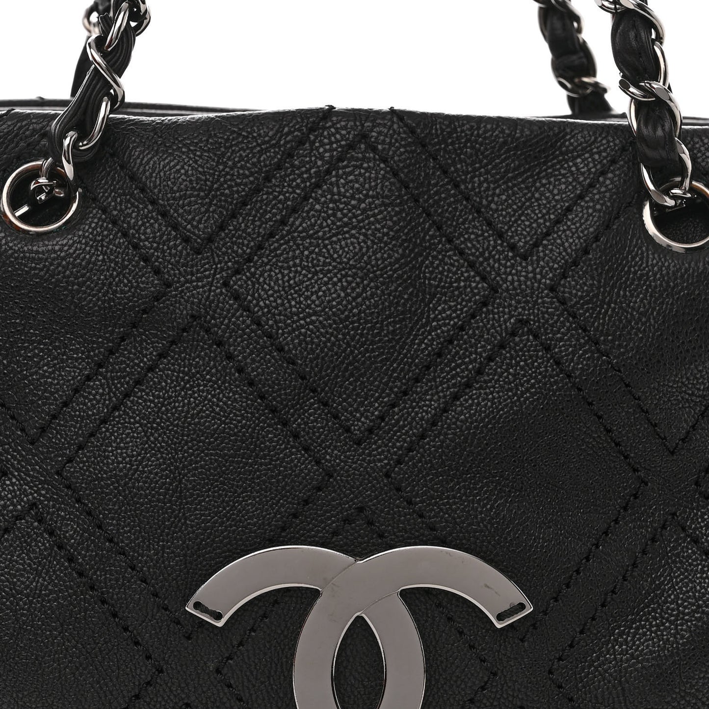 Calfskin Small Diamond Stitch Tote Black